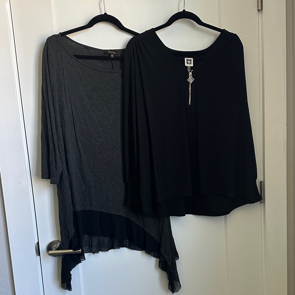Anne Klein Black and Gray Tunics